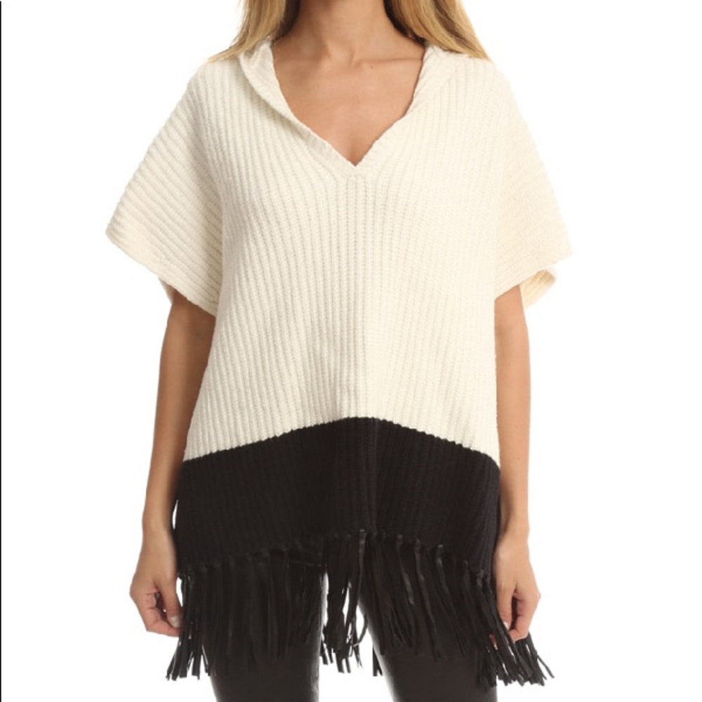 Elizabeth and James Poncho Fringe Sweater